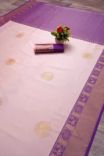 Blush pink & violet art silk saree