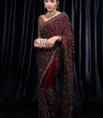 Wine burgundy heavy sequin saree