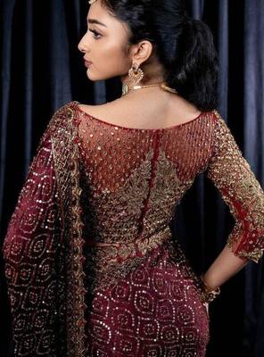 Wine burgundy heavy sequin saree 3