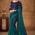 Teal & navy dual-tone chiffon saree