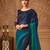 Teal & navy dual-tone chiffon saree
