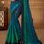Teal & navy dual-tone chiffon saree