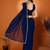 Midnight blue minimalist georgette saree