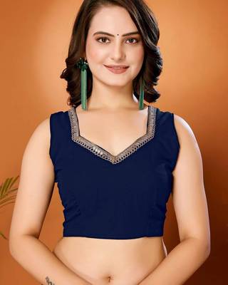 Midnight blue minimalist georgette saree 4