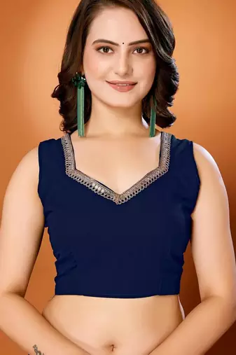 Midnight blue minimalist georgette saree