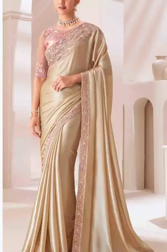 Champagne gold georgette  saree
