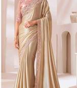Champagne gold georgette  saree