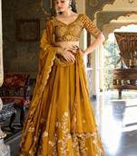 Mustard Embroidered Treditional Lahenga Choli With Blouse
