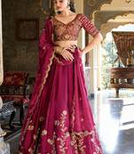 Purple Embroidered Treditional Lahenga Choli With Blouse