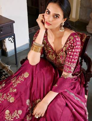 Purple Embroidered Treditional Lahenga Choli With Blouse 4