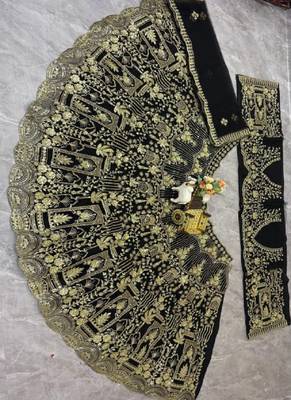 Black Color Sequins Coding Work Net Lehenga  5