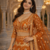 Orange Color Sequins Coding Work Net Lehenga 