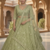Sea Green Color Sequins Coding Work Net Lehenga 