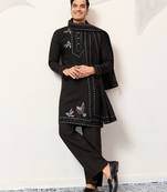 Black viscose silk thread with sequence embroidered work kurta & dupatta