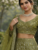 Olive Color Embroidery Sequins Work Butterfly Net Lhenga Choli Dupatta Set