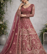 Pink Color Embroidery Sequins Work Butterfly Net Lhenga Choli Dupatta Set