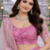 Pink Color Coding Embroidery Sequins Work Butterfly Net Lhenga Choli Dupatta Set