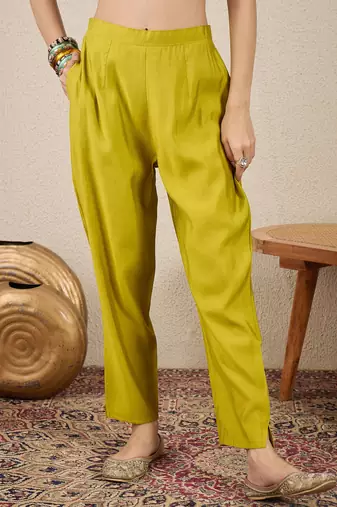Green women kurta pant dupatta set