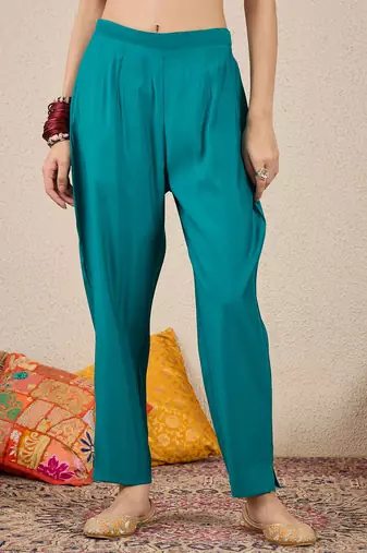Green women kurta pant dupatta set