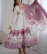 pure soft organja silk fully flair kali and canvas patta with duppta set ,pent ready to wear