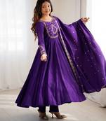 Heavy pure roman chanderi silk  fully pair anarkali ,pant with dupatta