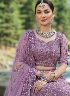 ONION PINK Premium Wedding Lehenga Collection | Heavy Embroidered Butterfly Net Lehenga with Diamond Work 4