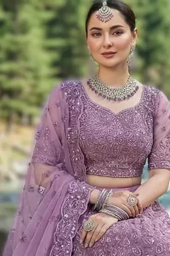 ONION PINK Premium Wedding Lehenga Collection | Heavy Embroidered Butterfly Net Lehenga with Diamond Work
