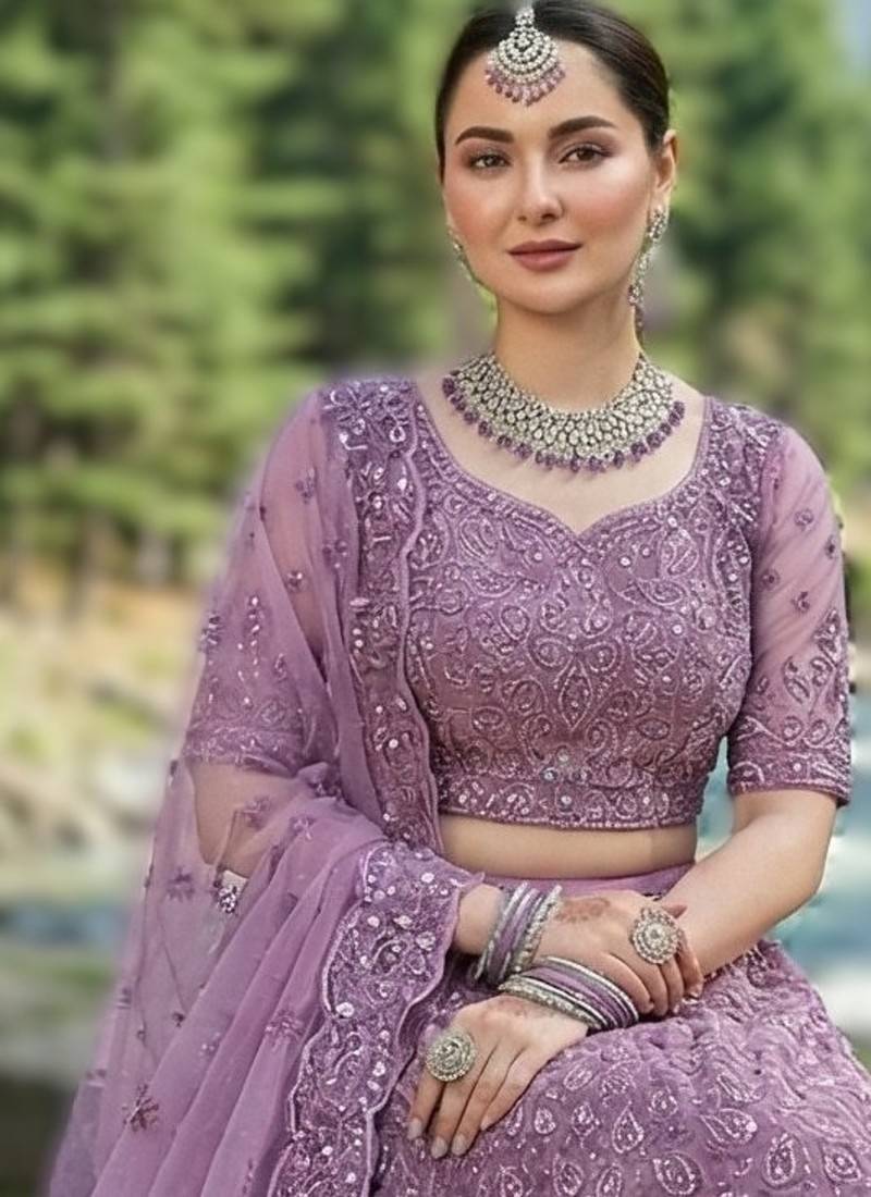 ONION PINK Premium Wedding Lehenga Collection | Heavy Embroidered Butterfly Net Lehenga with Diamond Work