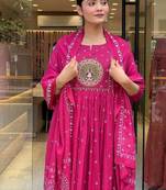 Pink Rayon Embroidered Salwar Kameez