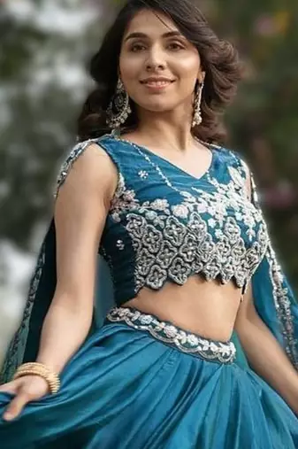 TEAL BLUE New Arrival Fendy Silk Lehenga in Teal Blue | Designer Beads & Scallop Work