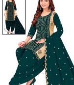 Green color crepe silk printed women unstitched dress material