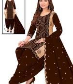 Maroon color crepe silk printed women unstitched dress material