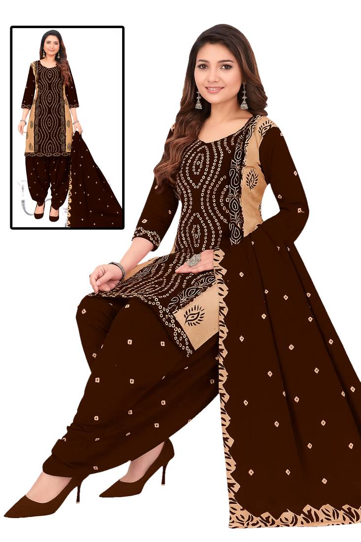 Maroon color crepe silk printed women unstitched dress material