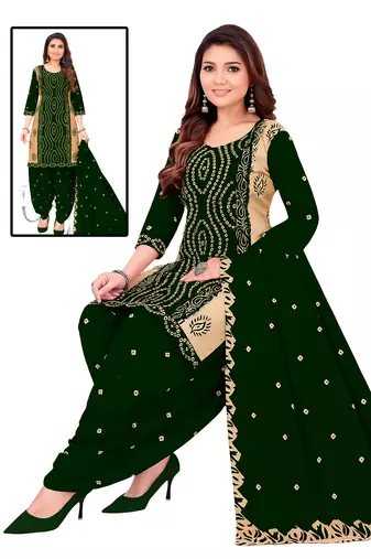 Green color crepe silk printed women unstitched dress material