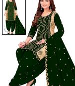 Green color crepe silk printed women unstitched dress material