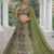 Olive Color Embroidery Sequins Work Chinon Silk Lehenga Choli Dupatta Silk