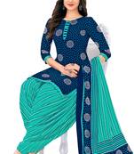 Blue color crepe silk printed women unstitched dress material