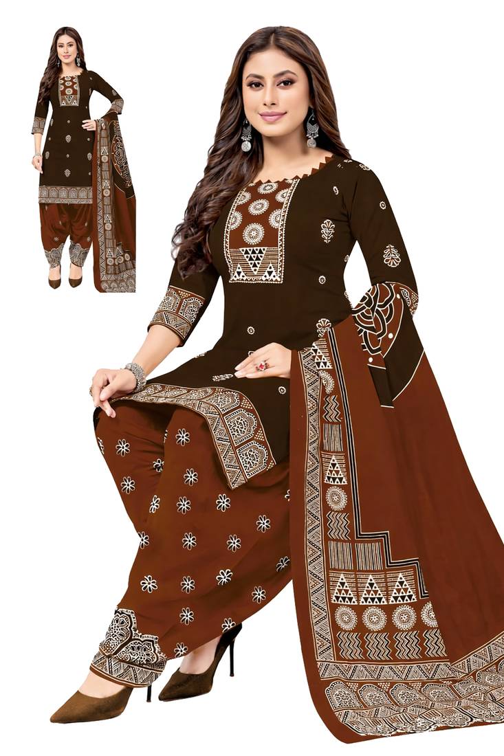 Grey color crepe silk printed women unstitched dress material