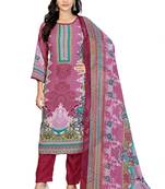 Pink color crepe silk printed women unstitched dress material