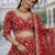 Red Color Embroidery Sequins Work Net Lehenga Choli Dupatta Silk