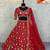 Red Color Embroidery Sequins Work Net Lehenga Choli Dupatta Silk
