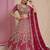 Rani Pink Color Coding Sequins Work Silk Lhenga Choli Dupatta Set