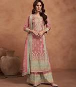 Pink silk palazzo suit