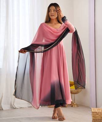 Pink georgette anarkali  set 1