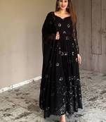 Midnight black sequins-work gown