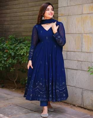 Royal blue anarkali suit 1