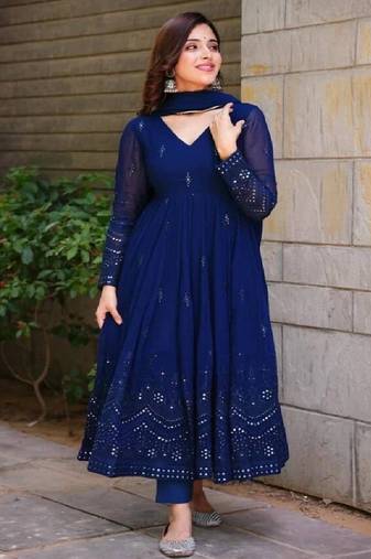 Royal blue anarkali suit