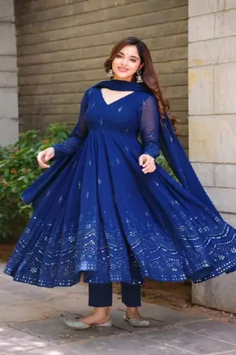 Royal blue anarkali suit