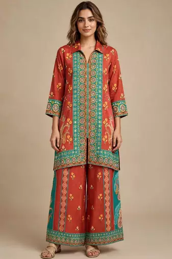 Orange  printed co-ord set