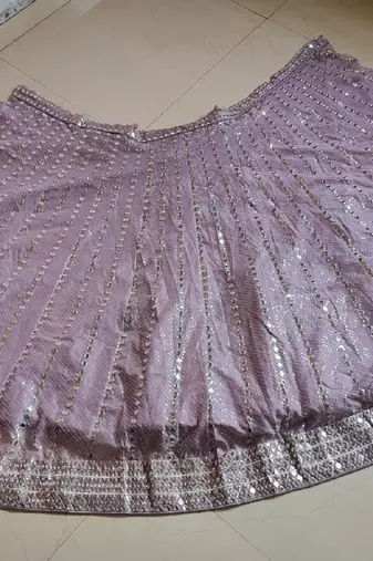 Ashpink Organza Sequin And Paper Mirror Work Lehenga Choli For Wedding